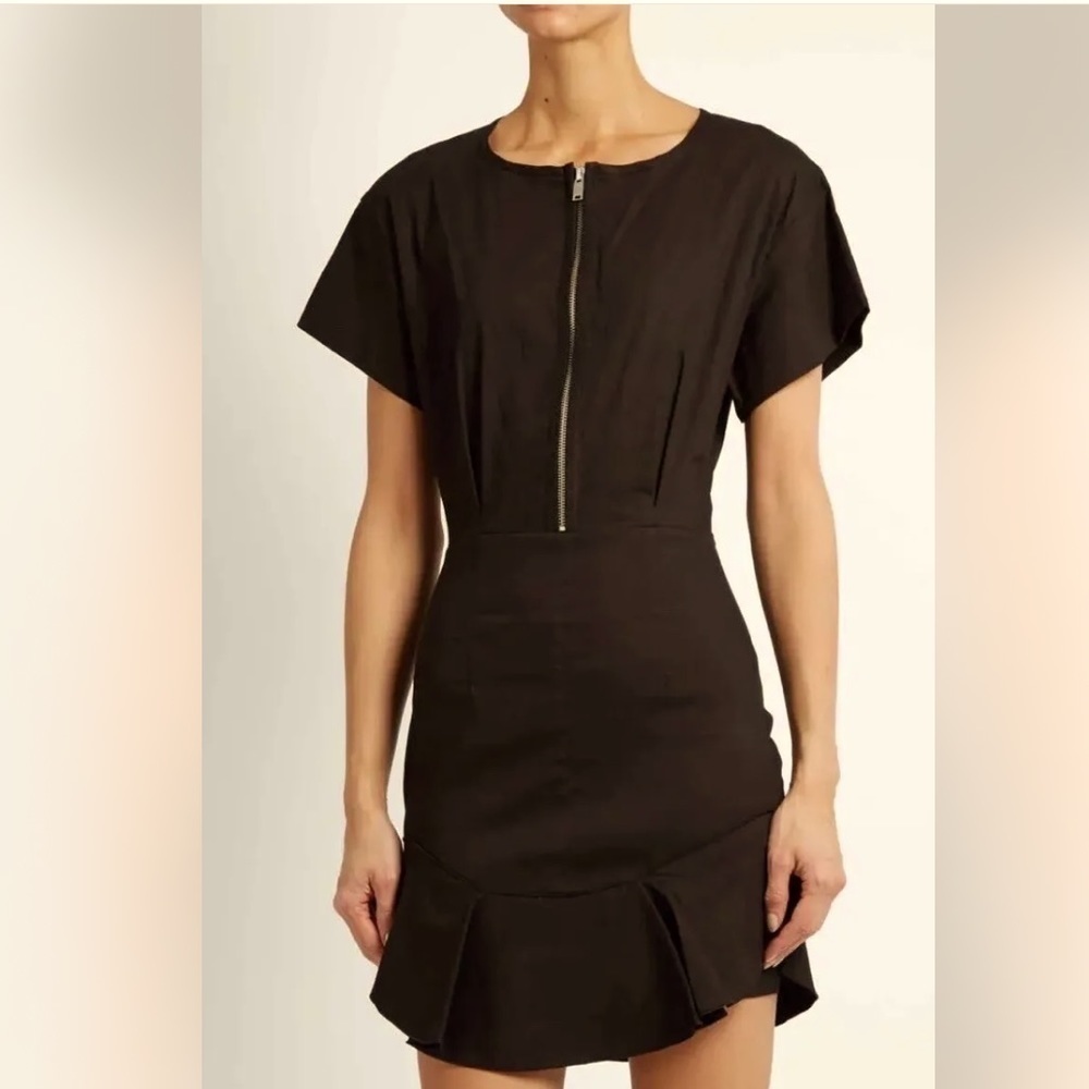 ÉTOILE Isabel Marant Women's Black Zip-Front Ruffled-Hem Dress
